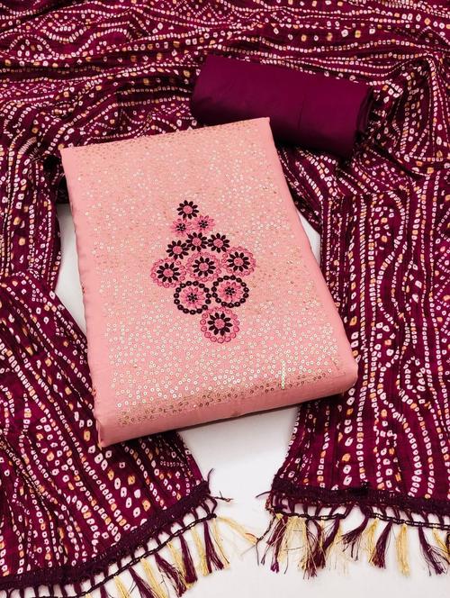 pink embroidered unstitched suit set - 20176482 - Very Small Image - 1