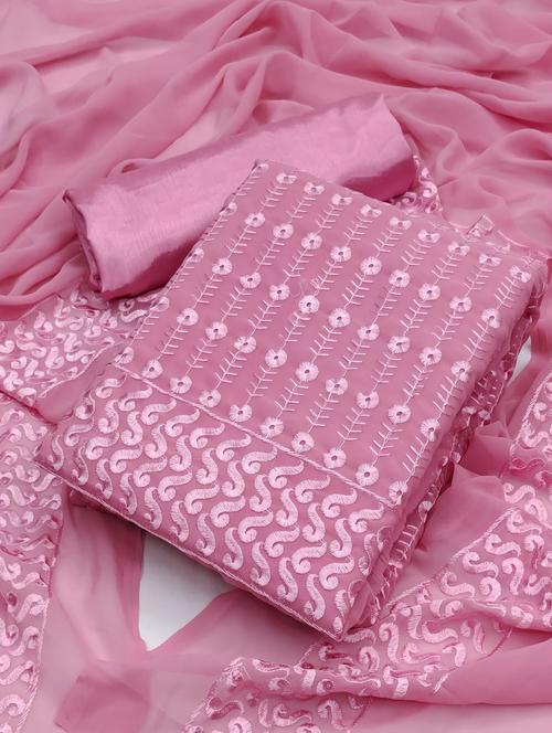 pink embroidered unstitched suit set - 20176644 - Very Small Image - 1
