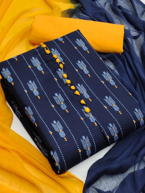 blue printed unstitched salwar suit set - 20176646 - Very Small Image - 1