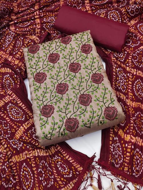 embroidered unstitched salwar suit set - 20176671 - Very Small Image - 1