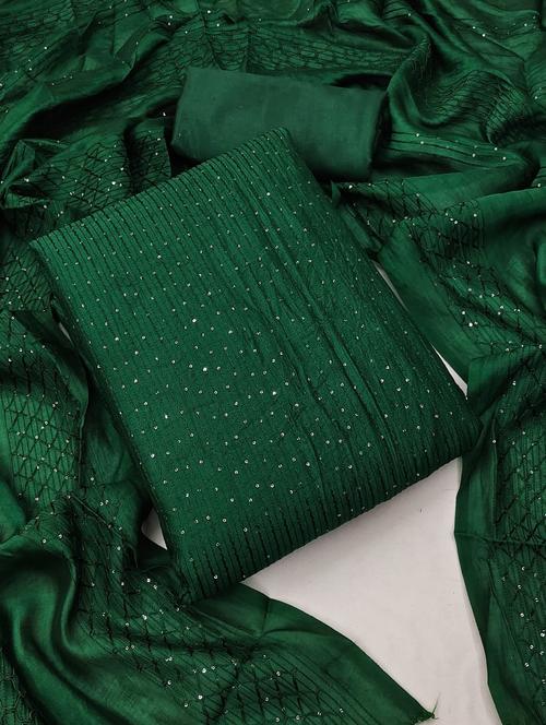green embroidered unstitched suit set - 20176719 - Very Small Image - 1
