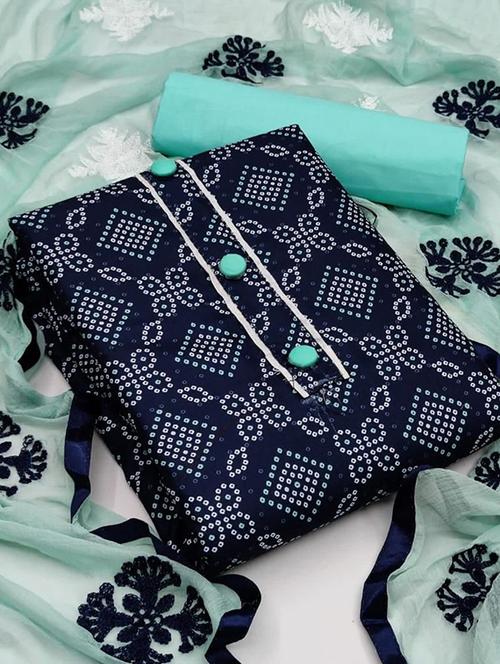 blue printed unstitched salwar suit set - 20176887 - Very Small Image - 1