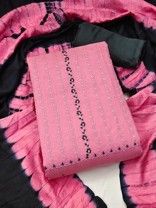 pink embroidered unstitched salwar suit set - 20176897 - Very Small Image - 1
