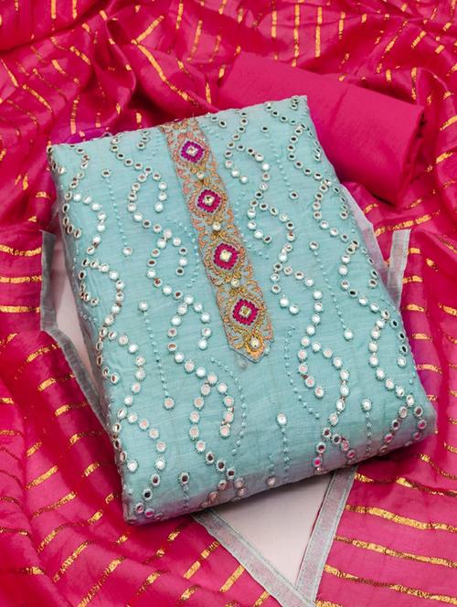 embroidered unstitched suit set - 20176941 - Very Small Image - 1