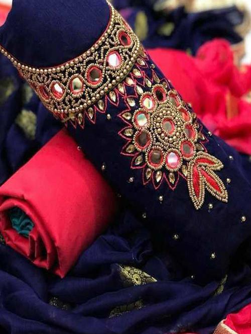 embroidered unstitched suit set - 20176950 - Very Small Image - 1