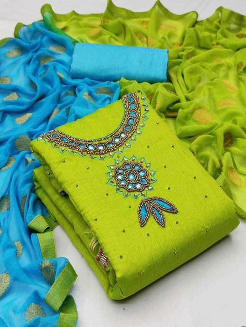 embroidered unstitched suit set - 20176952 - Very Small Image - 1