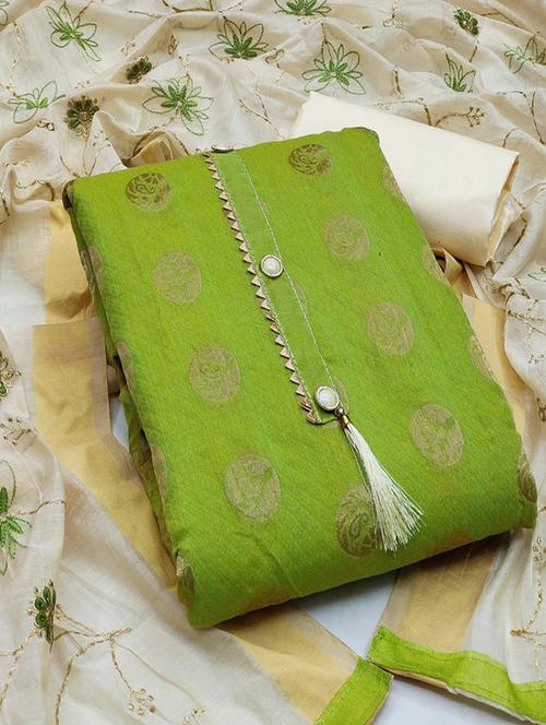 green self design unstitched salwar suit set - 20176979 - Very Small Image - 1
