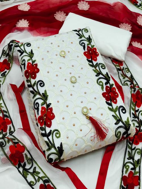 embroidered unstitched suit set - 20176987 - Very Small Image - 1