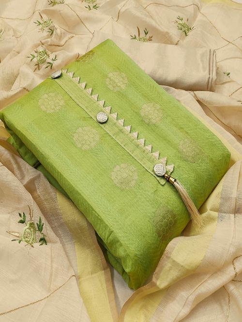 green self design unstitched salwar suit set - 20176990 - Very Small Image - 1