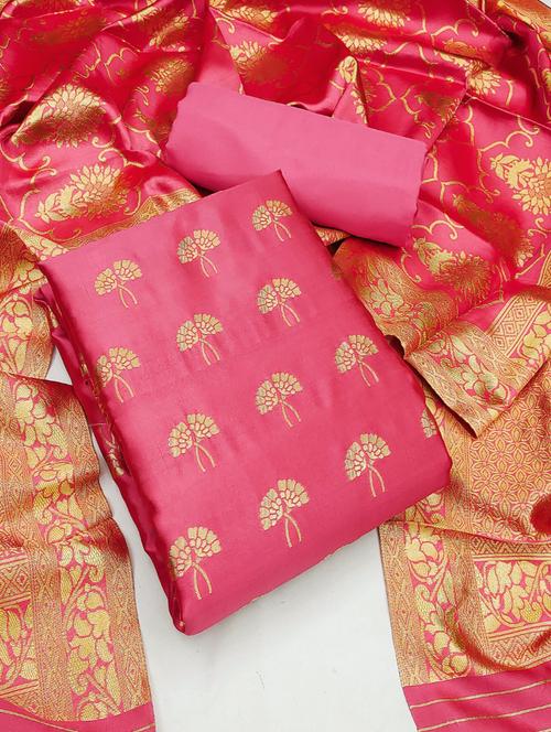 pink self design unstitched salwar suit set - 20177041 - Very Small Image - 1