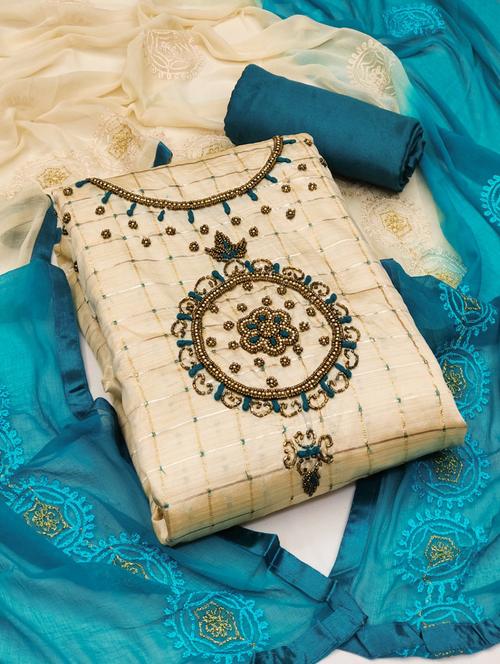 embroidered unstitched salwar suit set - 20177075 - Very Small Image - 1