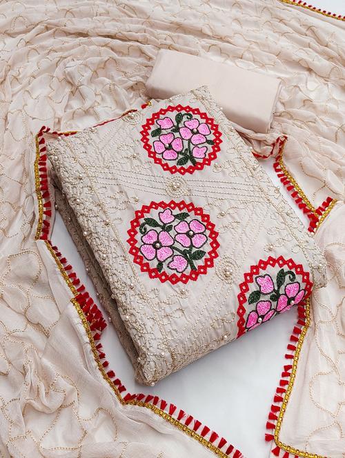 embroidered unstitched suit set - 20177076 - Very Small Image - 1