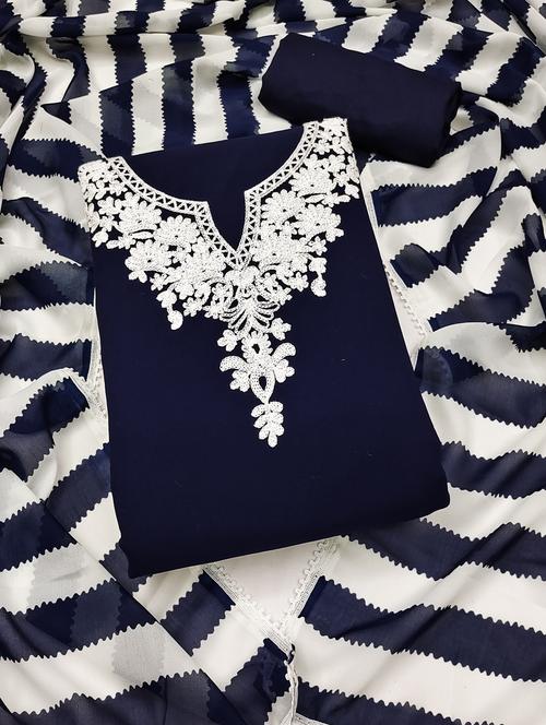embroidered unstitched suit set - 20177114 - Very Small Image - 1
