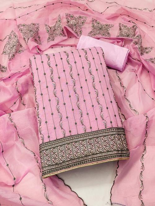embroidered unstitched suit set - 20177134 - Very Small Image - 1