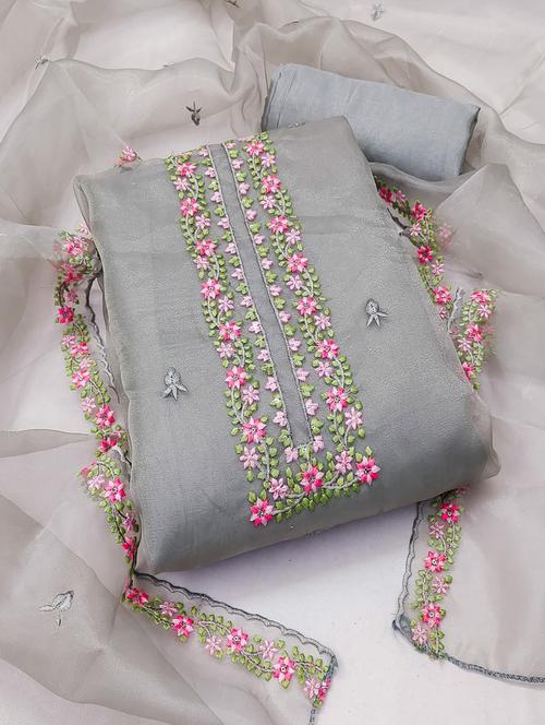 embroidered unstitched suit set - 20177138 - Very Small Image - 1