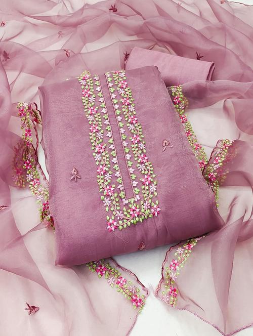 embroidered unstitched suit set - 20177140 - Very Small Image - 1