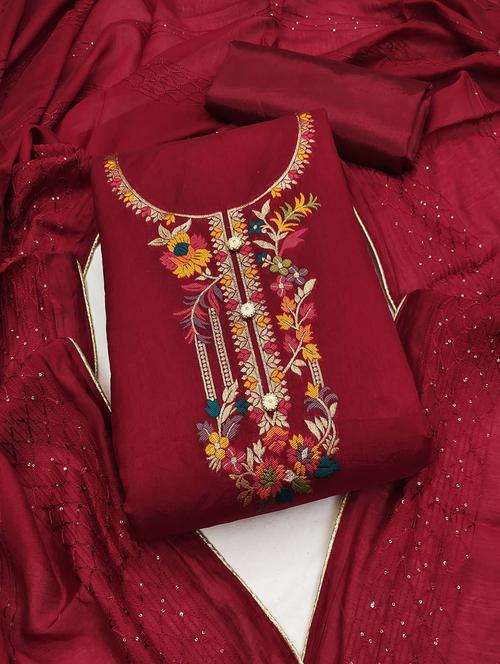 embroidered unstitched suit set - 20177150 - Very Small Image - 1