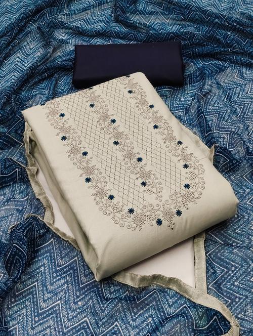 embroidered unstitched suit set - 20177190 - Very Small Image - 1