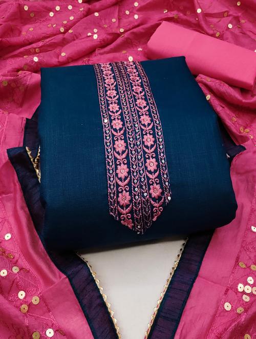 embroidered unstitched suit set - 20177261 - Very Small Image - 1