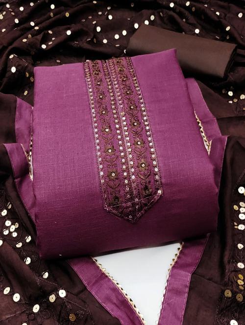 embroidered unstitched suit set - 20177265 - Very Small Image - 1