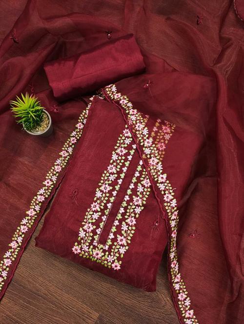 embroidered unstitched suit set - 20177276 - Very Small Image - 1