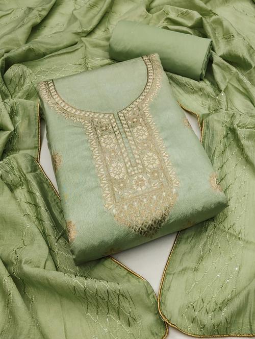 embroidered unstitched suit set - 20177321 - Very Small Image - 1