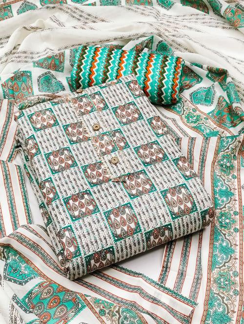 embroidered unstitched suit set - 20177324 - Very Small Image - 1