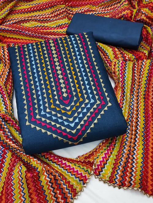 embroidered unstitched suit set - 20177345 - Very Small Image - 1