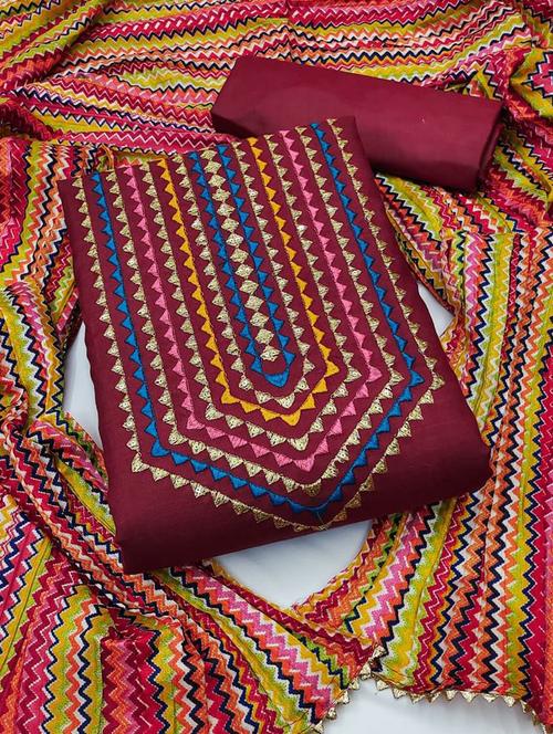 embroidered unstitched suit set - 20177347 - Very Small Image - 1