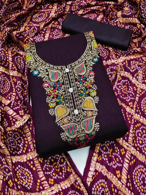embroidered unstitched suit set - 20177380 - Very Small Image - 1