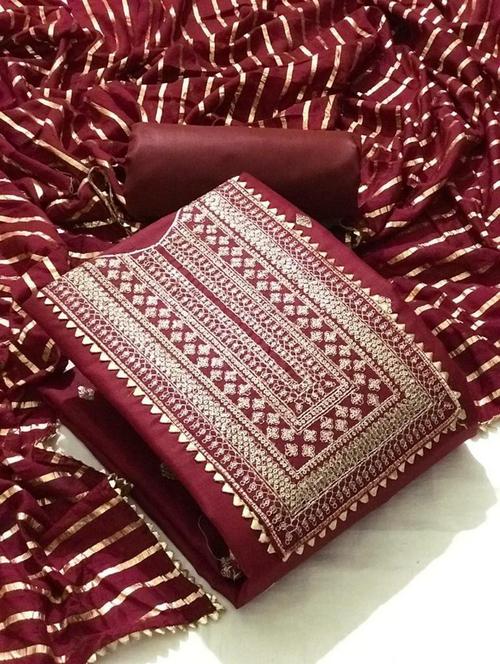 embroidered unstitched suit set - 20177396 - Very Small Image - 1