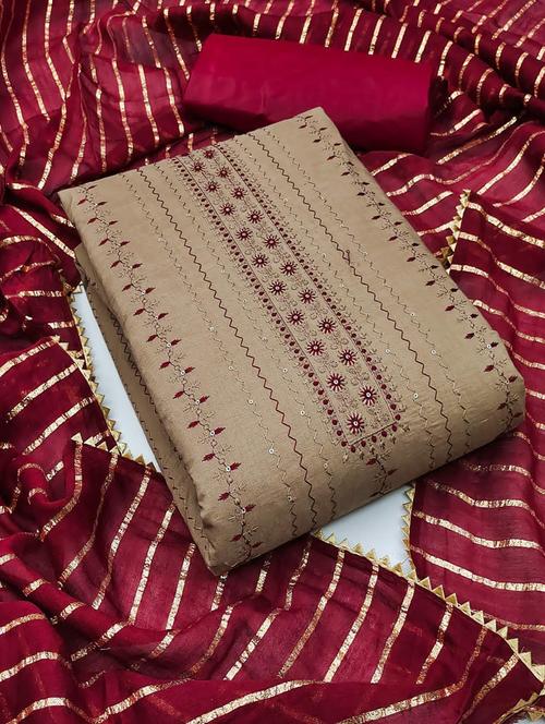 embroidered unstitched suit set - 20177426 - Very Small Image - 1