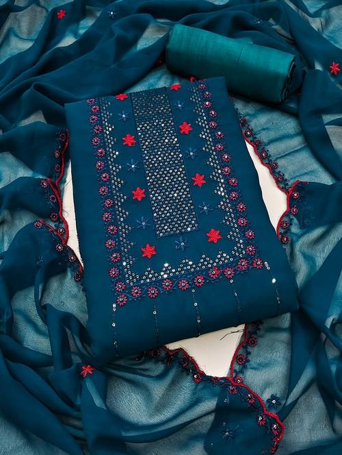 embroidered unstitched suit set - 20177435 - Very Small Image - 1