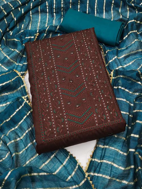 embroidered unstitched suit set - 20177440 - Very Small Image - 1