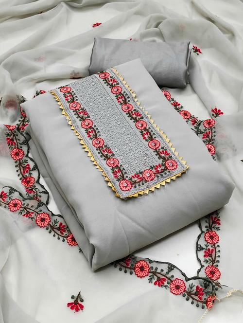embroidered unstitched suit set - 20177483 - Very Small Image - 1