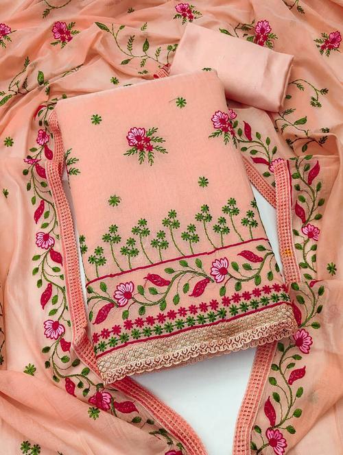 peach self design unstitched salwar suit set - 20177551 - Very Small Image - 1
