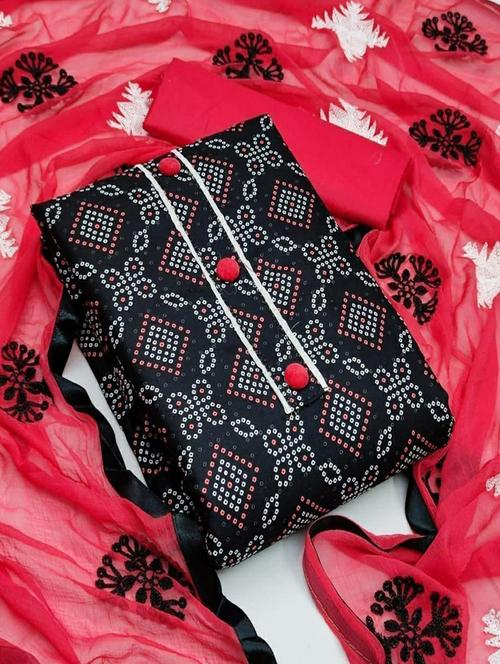 black bandhani unstitched salwar suit set - 20177561 - Very Small Image - 1