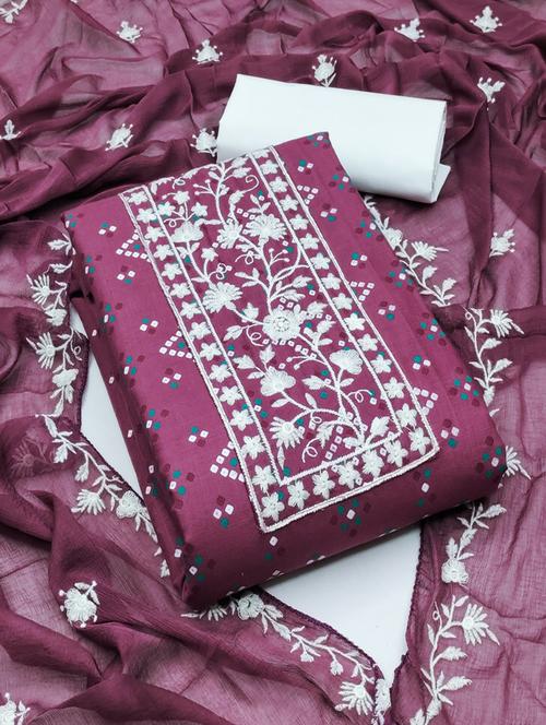 purple self design unstitched salwar suit set - 20177571 - Very Small Image - 1
