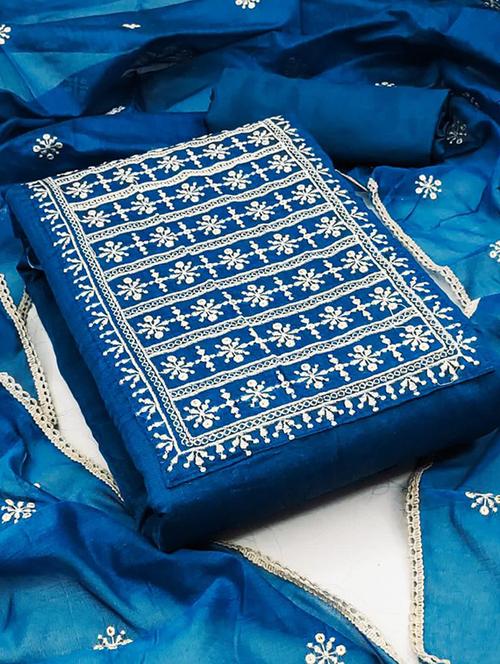 blue self design unstitched salwar suit set - 20177705 - Very Small Image - 1