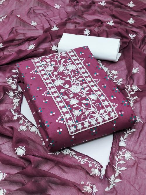 purple self design unstitched salwar suit set - 20177723 - Very Small Image - 1