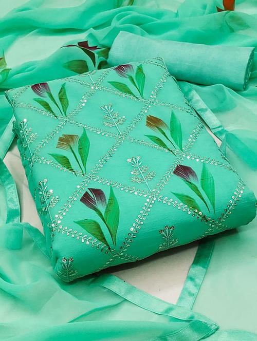 green self design unstitched salwar suit set - 20177743 - Very Small Image - 1