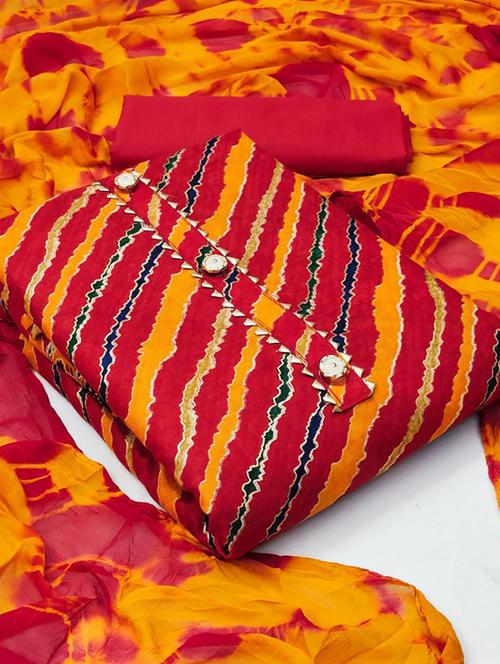 red self design unstitched salwar suit set - 20177757 - Very Small Image - 1