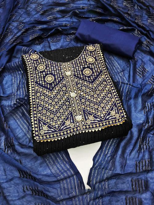 embroidered unstitched suit set - 20177774 - Very Small Image - 1