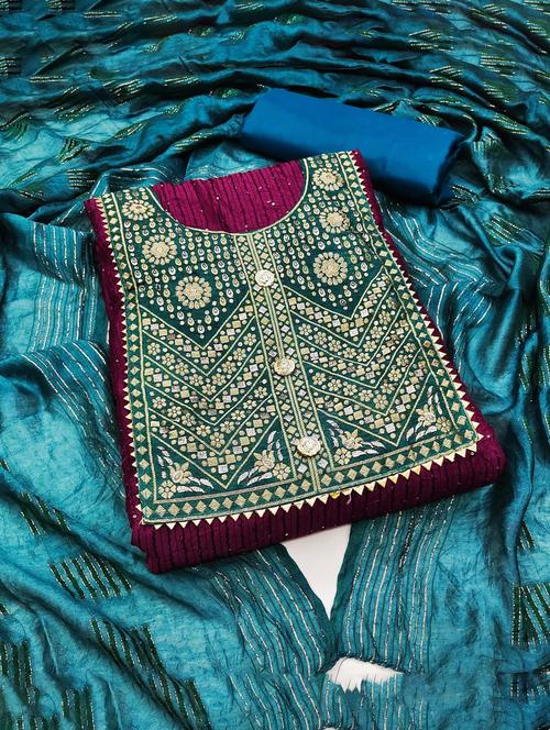 embroidered unstitched suit set - 20177779 - Very Small Image - 1