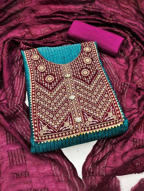 embroidered unstitched suit set - 20177780 - Very Small Image - 1
