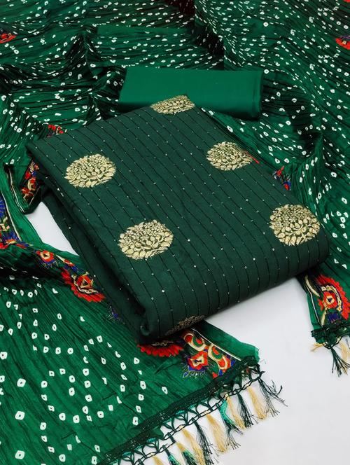 green self design unstitched salwar suit set - 20177790 - Very Small Image - 1