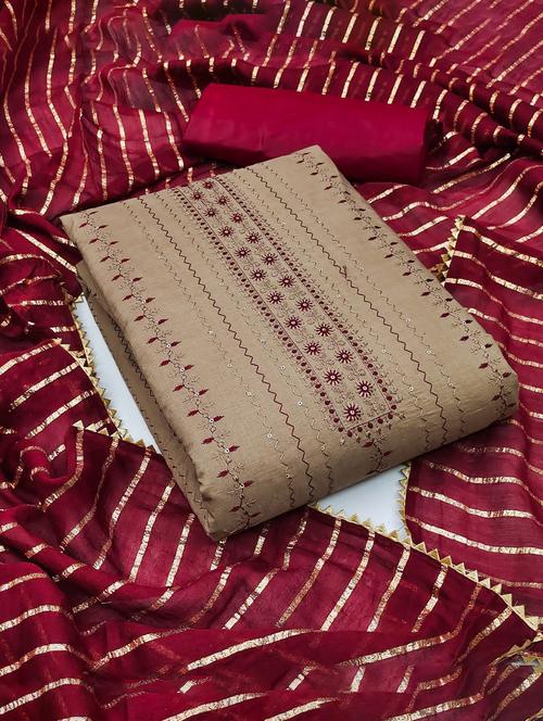 embroidered unstitched suit set - 20177794 - Very Small Image - 1