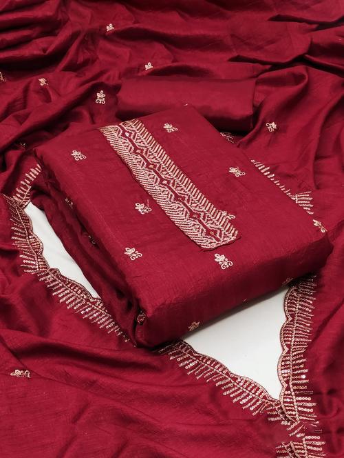 embroidered unstitched suit set - 20177800 - Very Small Image - 1
