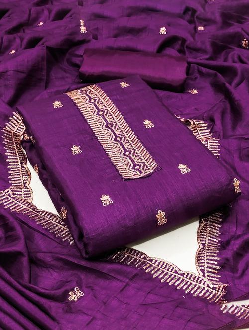 embroidered unstitched suit set - 20177801 - Very Small Image - 1