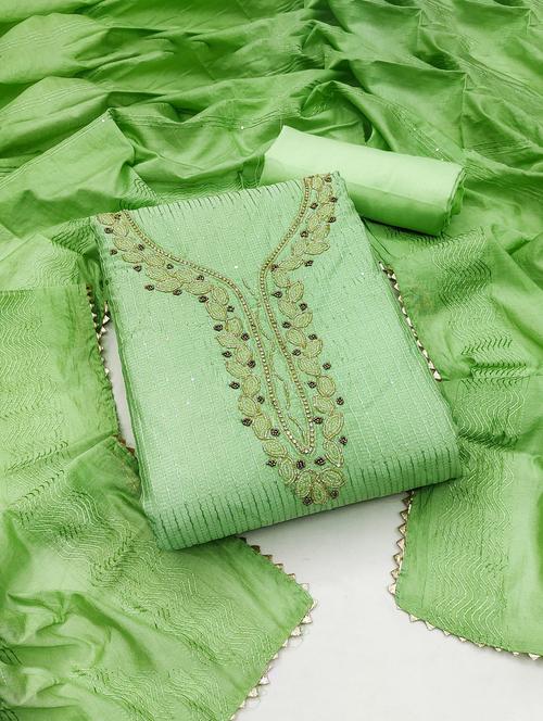 embroidered unstitched suit set - 20177823 - Very Small Image - 1